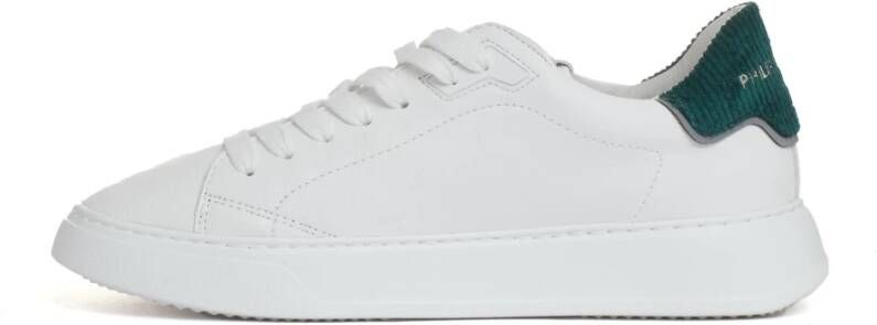 Philippe Model Groene Velvet Temple Sneakers White Heren