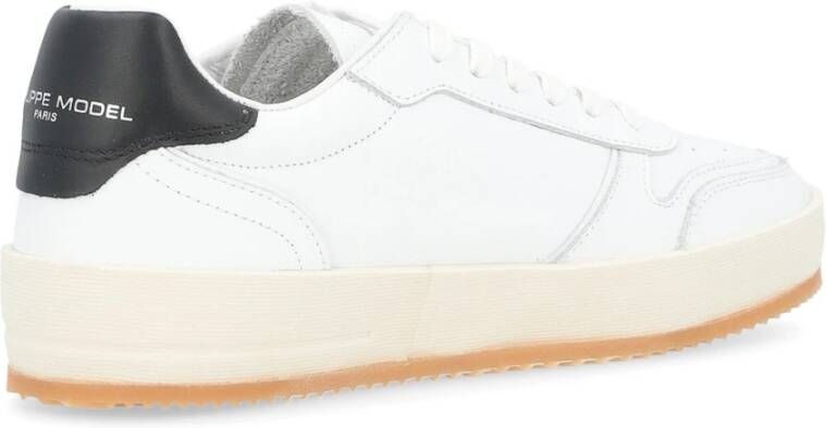 Philippe Model Heren Nice Leren Sneaker Wit Zwart White Heren