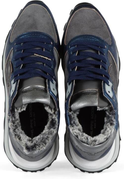 Philippe Model Hoge sneakers van leer en stof Blue Dames