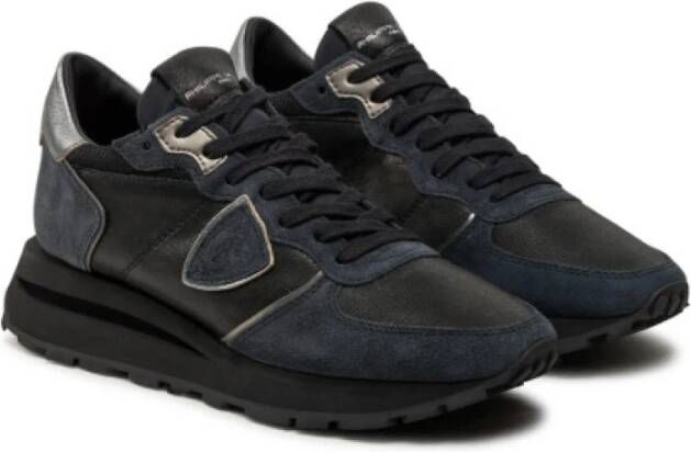 Philippe Model Hoge Top Tropez Sneakers van Leer en Suède Black Dames