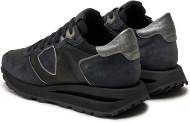 Philippe Model Hoge Top Tropez Sneakers van Leer en Suède Black Dames