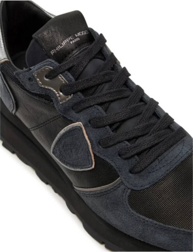 Philippe Model Hoge Top Tropez Sneakers van Leer en Suède Black Dames