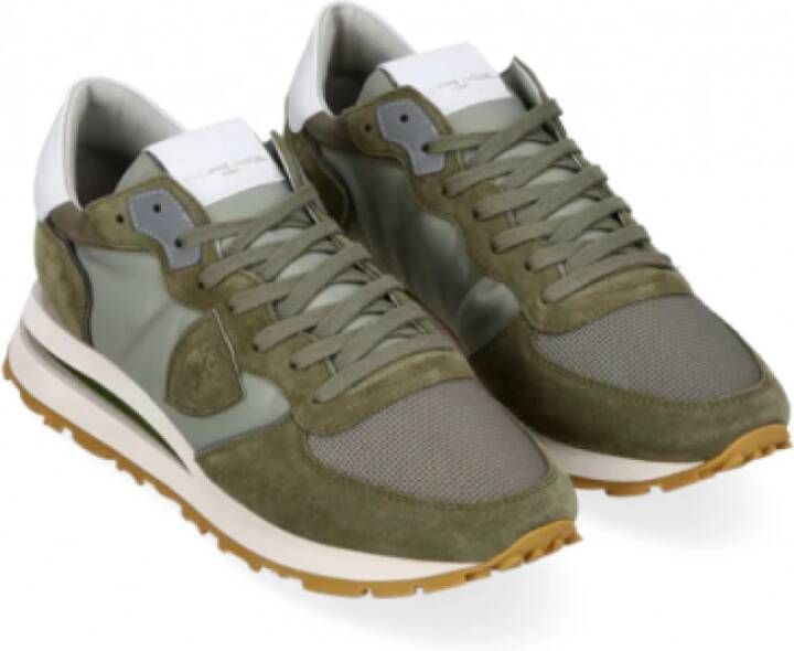 Philippe Model Hoge Tropez Sneakers in Khaki Suède en Nylon Green Heren