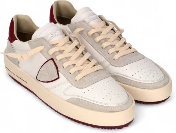 Philippe Model Italiaanse leren sneakers met suède details Beige Heren