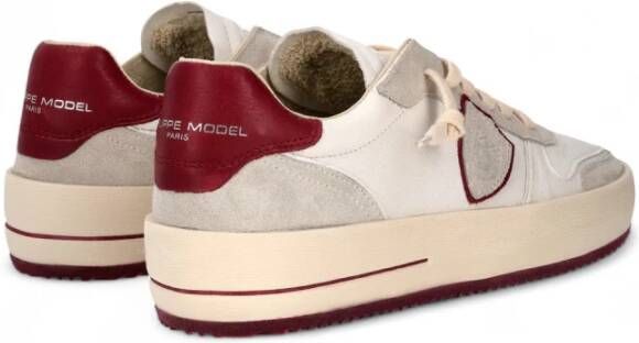 Philippe Model Italiaanse leren sneakers met suède details Beige Heren