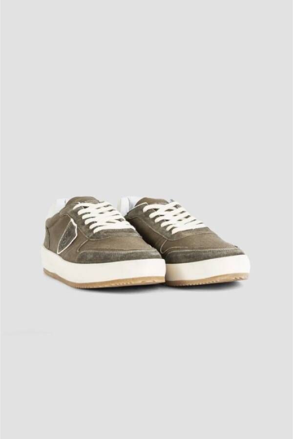 Philippe Model Khaki Groene Sneakers met Geperforeerde Neus Brown Heren