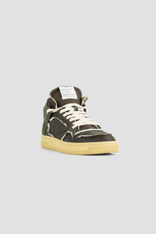 Philippe Model Khaki leren mid-top sneakers Green Heren