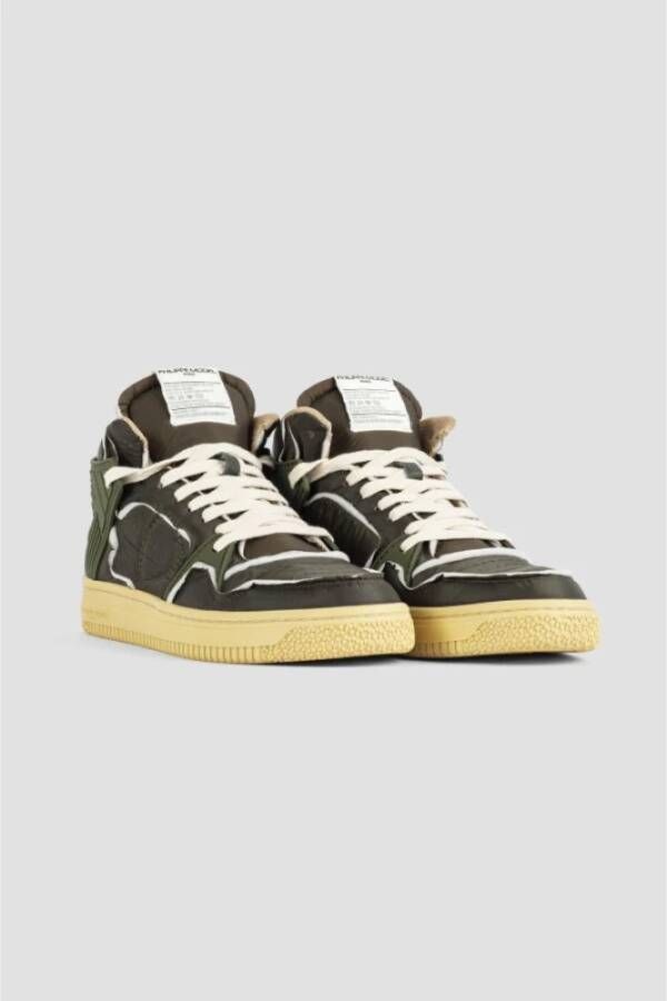 Philippe Model Khaki leren mid-top sneakers Green Heren