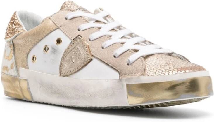 Philippe Model Lage Glitter Gouden Sneaker Multicolor Dames