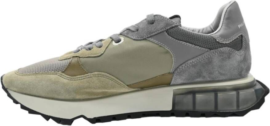 Philippe Model Lage Kleurblok Sneakers Antraciet Groen Multicolor Heren