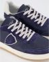 Philippe Model Blauw Navy Leren Sneakers met Witte Spoiler Blue Heren - Thumbnail 15