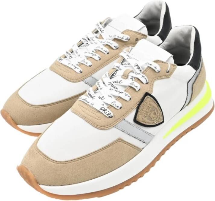 Philippe Model Lage Sneakers in Wit Beige Multicolor Heren