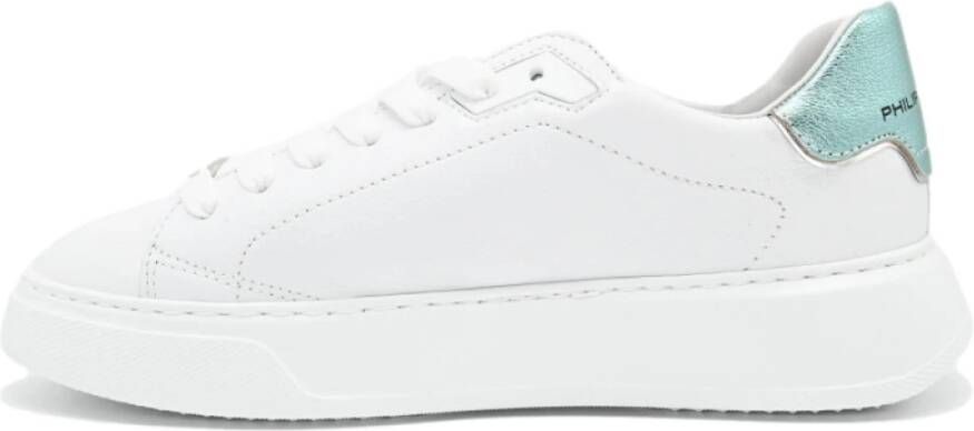 Philippe Model Lage Sneakers in Wit en Aqua White Dames