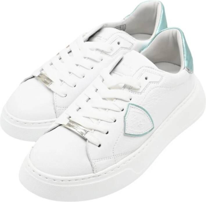 Philippe Model Lage Sneakers in Wit en Aqua White Dames