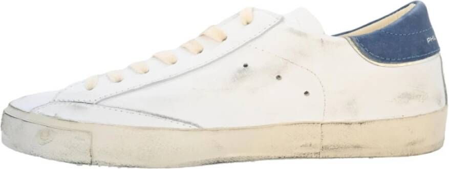 Philippe Model Lage Sneakers in Wit en Blauw White Heren