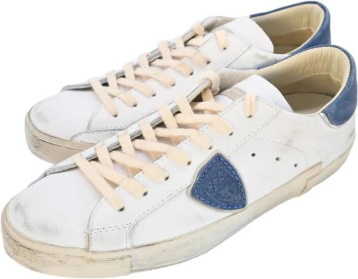 Philippe Model Lage Sneakers in Wit en Blauw White Heren