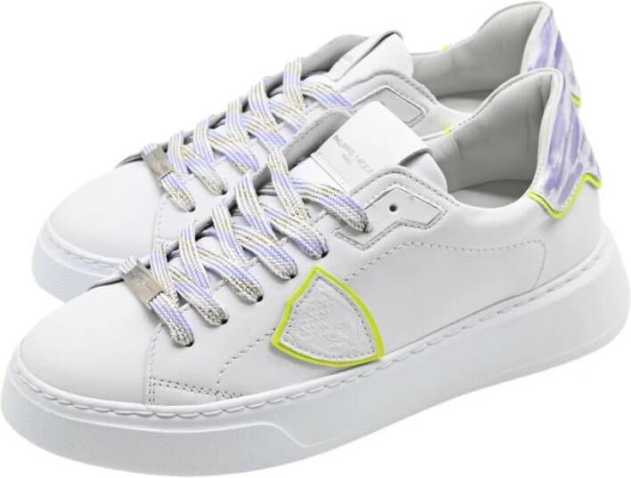 Philippe Model Lage Sneakers in Wit en Paars Multicolor Dames