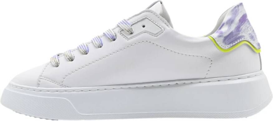 Philippe Model Lage Sneakers in Wit en Paars White Dames