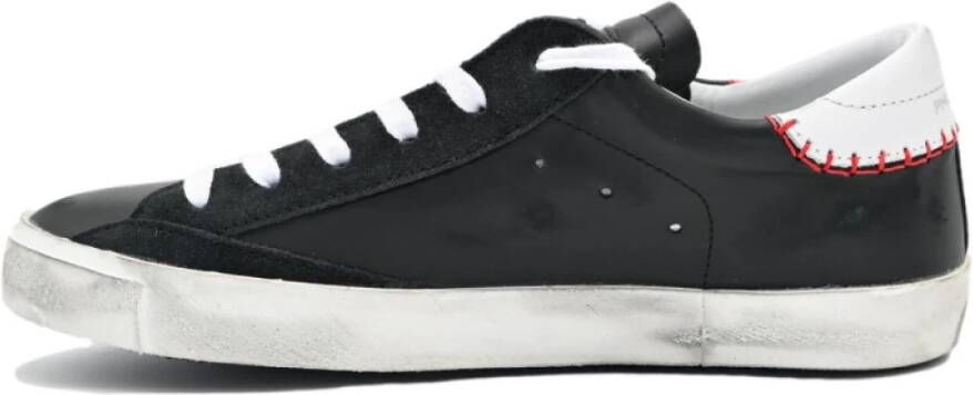 Philippe Model Lage Sneakers in Zwart en Rood Black Heren