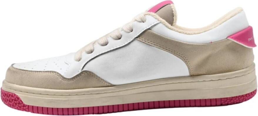 Philippe Model Lage Sneakers Lyon Mixage Wit Roze Beige Heren