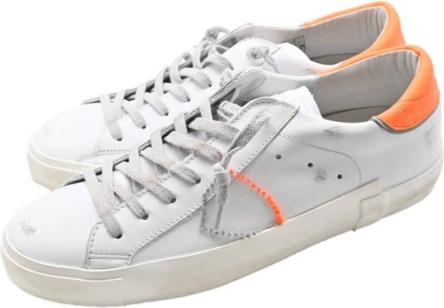 Philippe Model Lage Sneakers met Borduurdetail White Heren