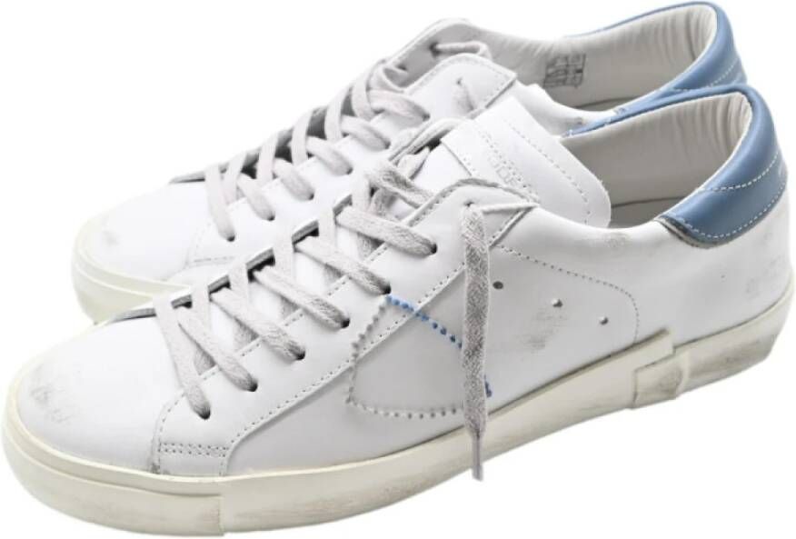 Philippe Model Lage Sneakers met Borduurdetail White Heren