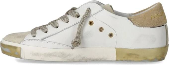 Philippe Model Lage Suède Sneaker met Gouden Details White Dames