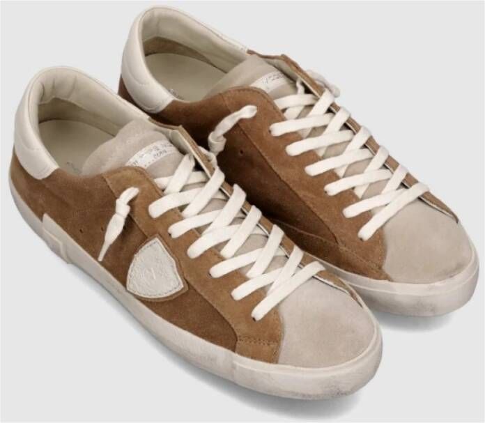 Philippe Model Lage suède sneakers met schild spoiler Brown Heren