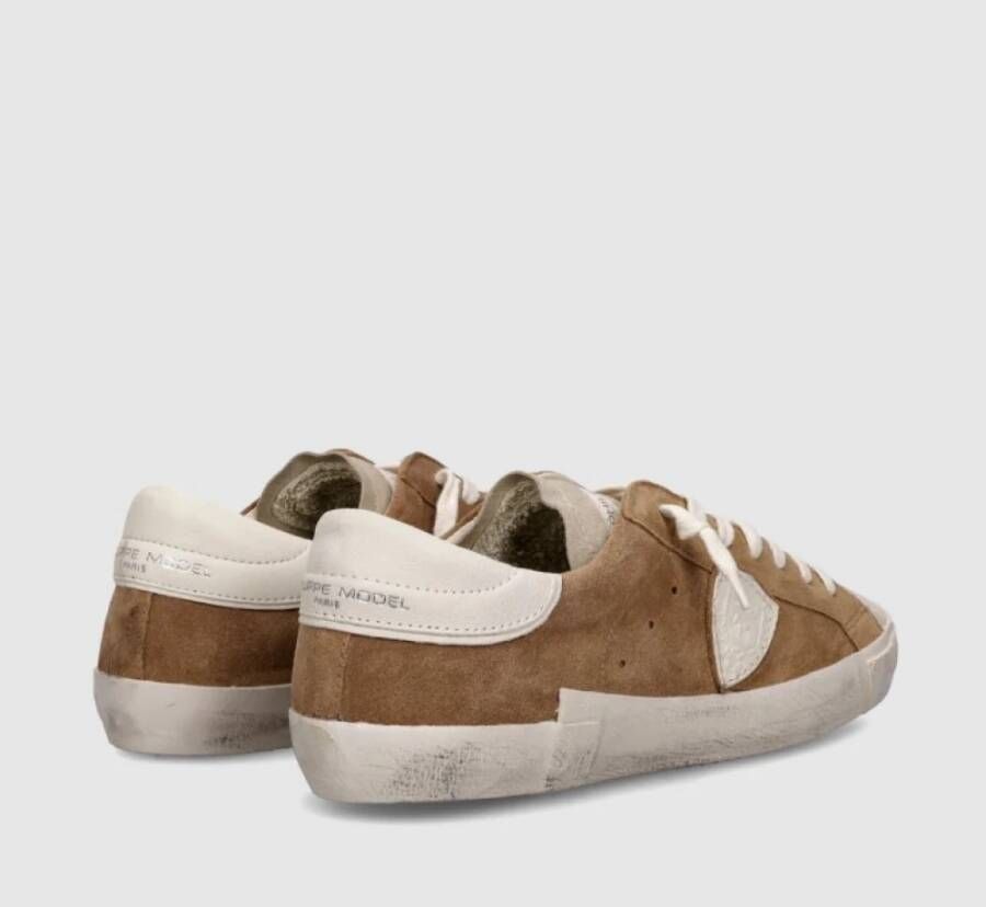 Philippe Model Lage suède sneakers met schild spoiler Brown Heren