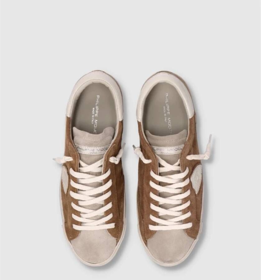 Philippe Model Lage suède sneakers met schild spoiler Brown Heren