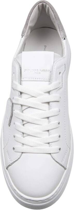 Philippe Model Lage Tempel Leren Sneakers Wit Grijs White Heren