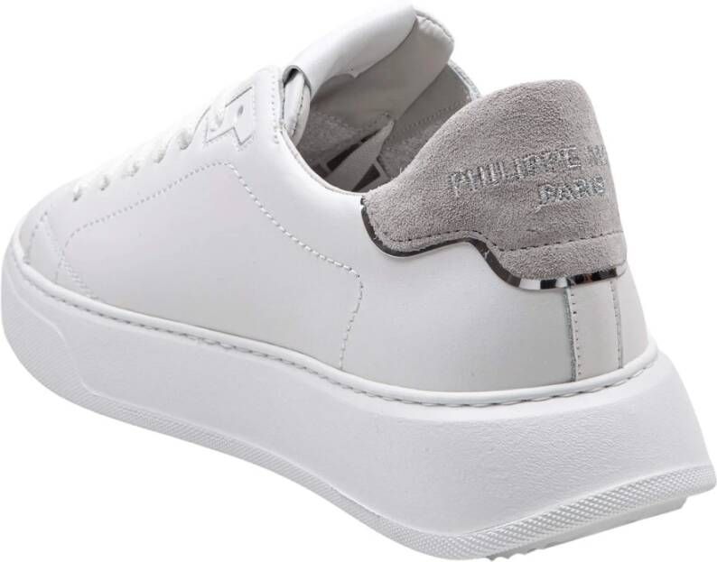 Philippe Model Lage Tempel Leren Sneakers Wit Grijs White Heren