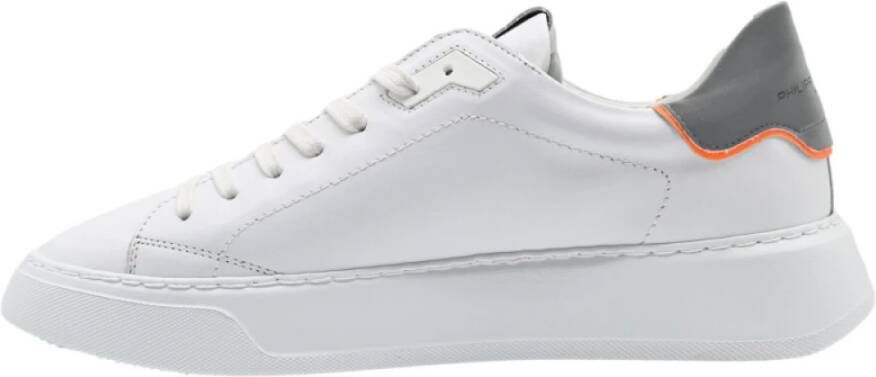 Philippe Model Lage Tempel Sneakers in Wit Zilver White Heren