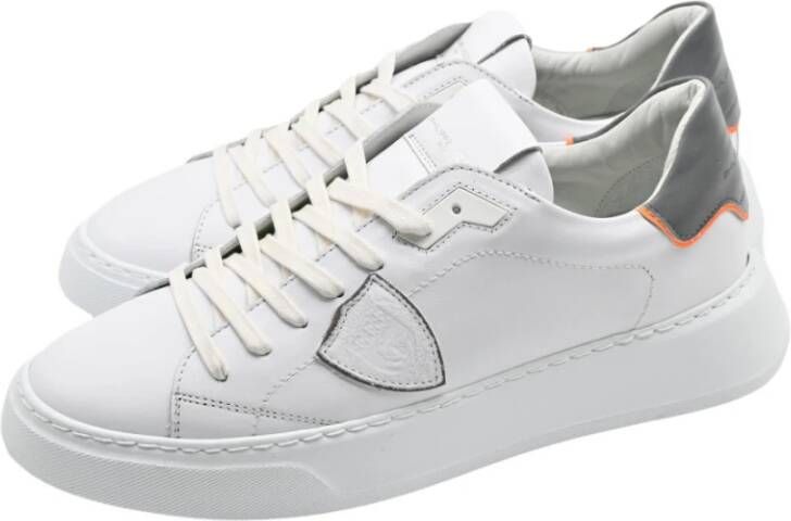 Philippe Model Lage Tempel Sneakers in Wit Zilver White Heren