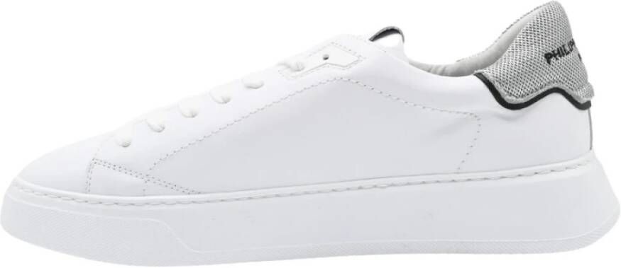 Philippe Model Lage Tempel Sneakers in Wit Zilver White Heren