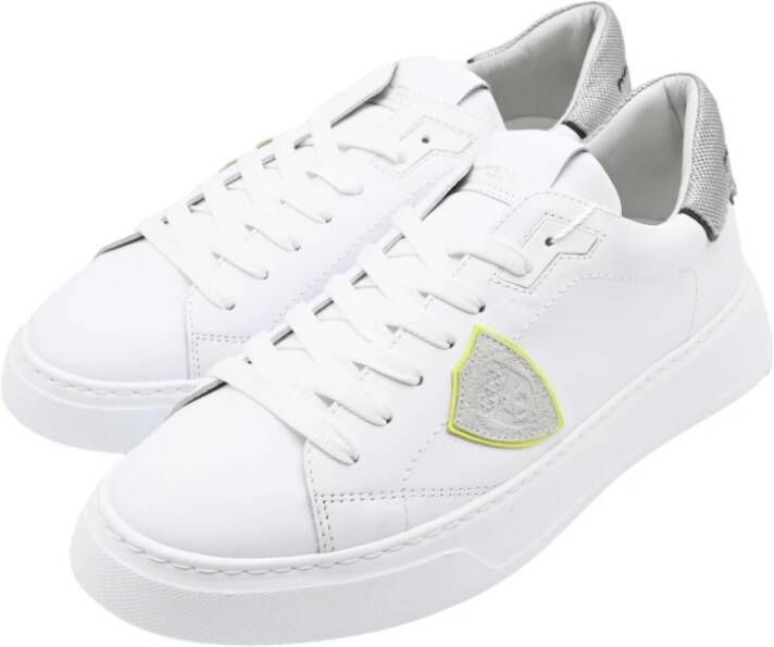 Philippe Model Lage Tempel Sneakers in Wit Zilver White Heren