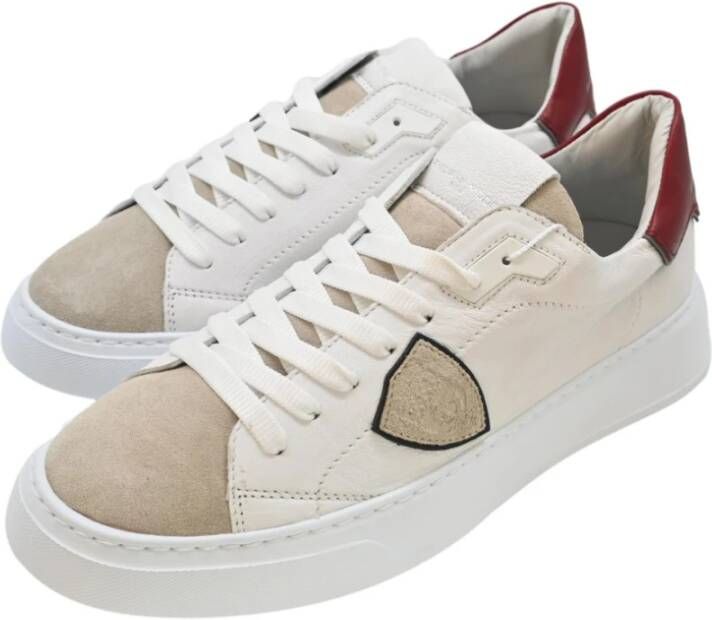 Philippe Model Lage Tempel Sneakers Mixage Blanc Rouge Beige Heren