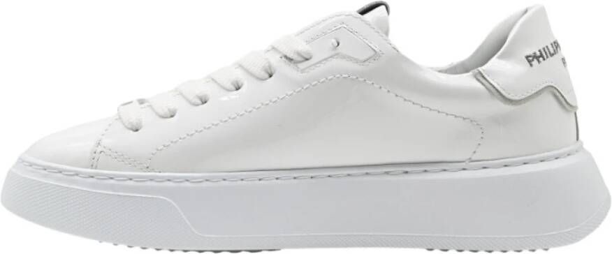 Philippe Model Lage Temple Sneakers in Wit Vernis White Dames