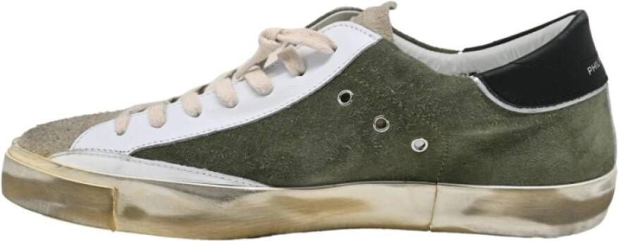 Philippe Model Lage Top Militaire Witte Sneakers Green Heren