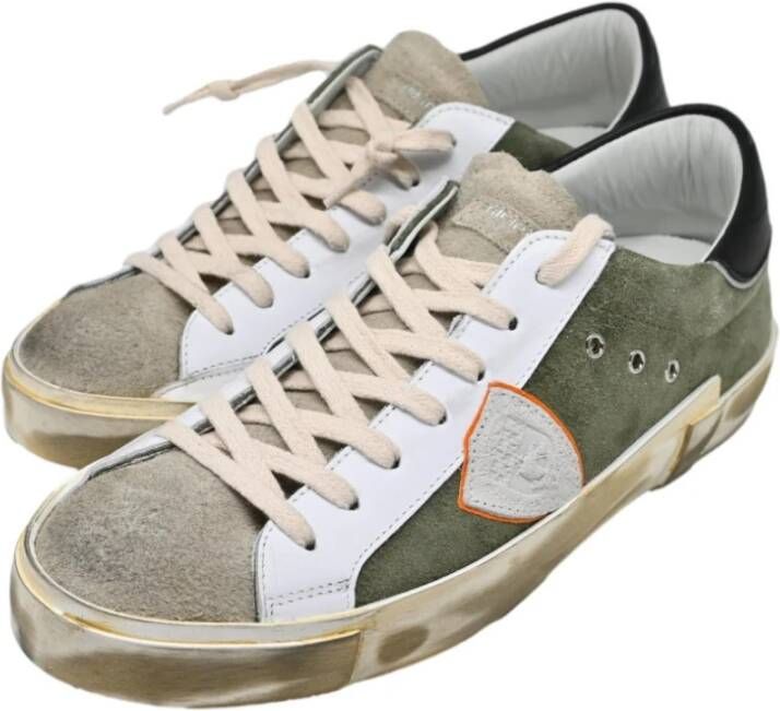 Philippe Model Lage Top Militaire Witte Sneakers Green Heren