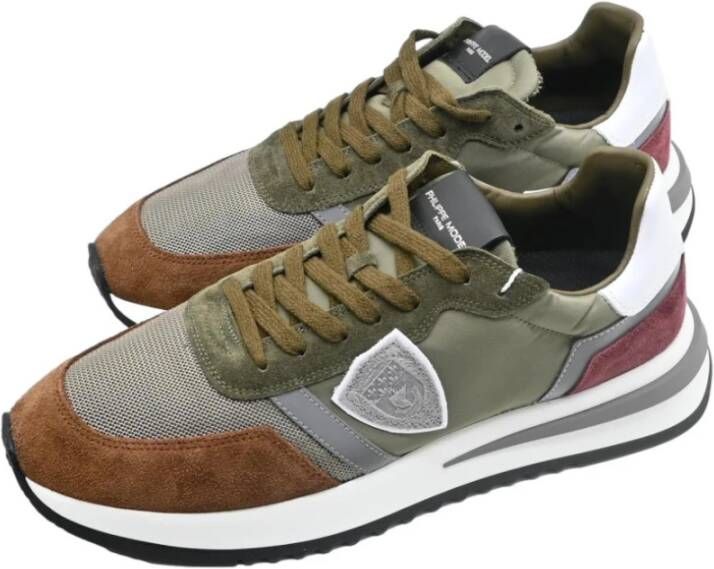 Philippe Model Lage Top Mondial Sneakers in Grijs Bruin Multicolor Heren