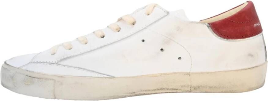 Philippe Model Lage Top Sneakers in Wit Rood White Heren