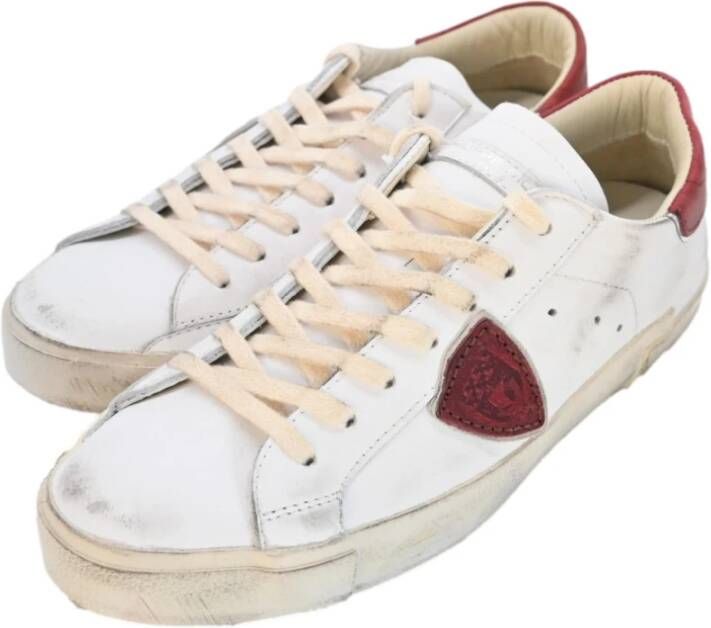 Philippe Model Lage Top Sneakers in Wit Rood White Heren