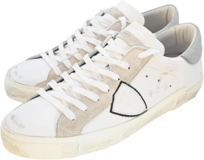 Philippe Model Lage Top Sneakers Mixage Pop Blanc Denim Beige Heren