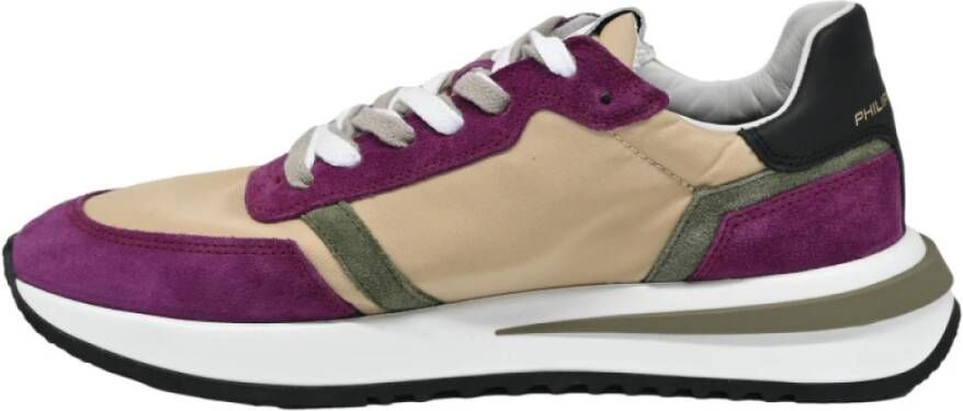 Philippe Model Lage Top Sneakers Mondial Violet Beige Multicolor Dames