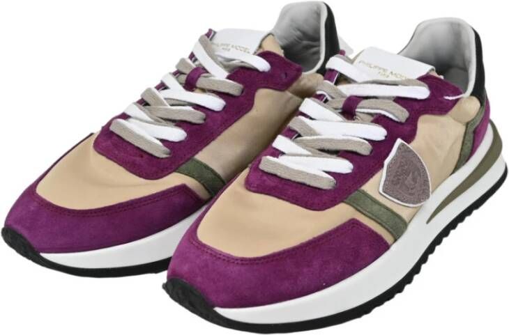 Philippe Model Lage Top Sneakers Mondial Violet Beige Multicolor Dames