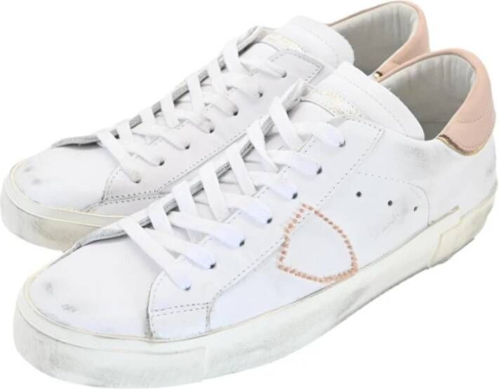 Philippe Model Lage Vrouw Broderie Sneakers Wit Roze White Dames