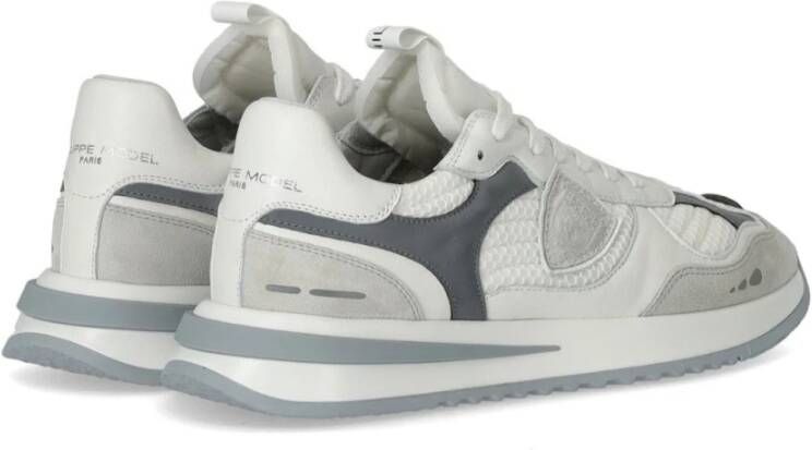 Philippe Model Lage Witte Grijze Sneaker Geborduurd Mesh White Heren