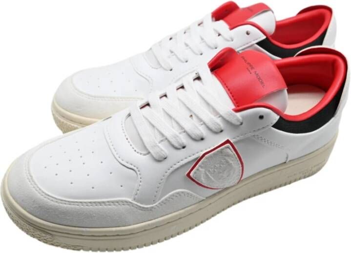 Philippe Model Leeuw Lage Sneakers Wit Rood White Heren