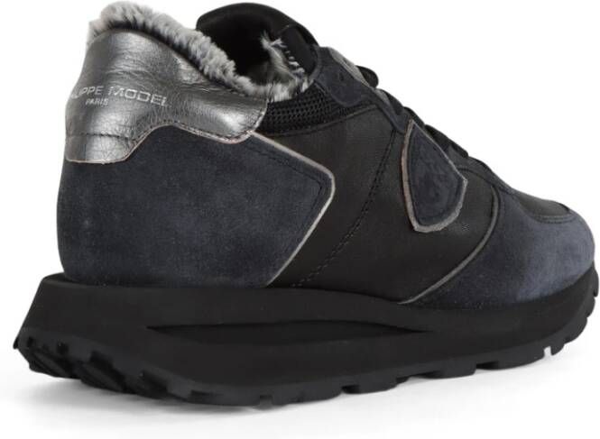 Philippe Model Leren en stoffen hoge sneakers Black Dames